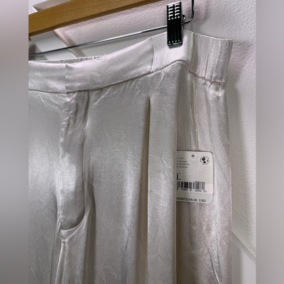 Free People Satin Wide Leg Pants in Ivory - Picture 3 of 14